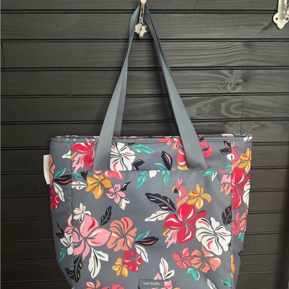 Vera Bradley Gray Tote with Vibrant Floral Design